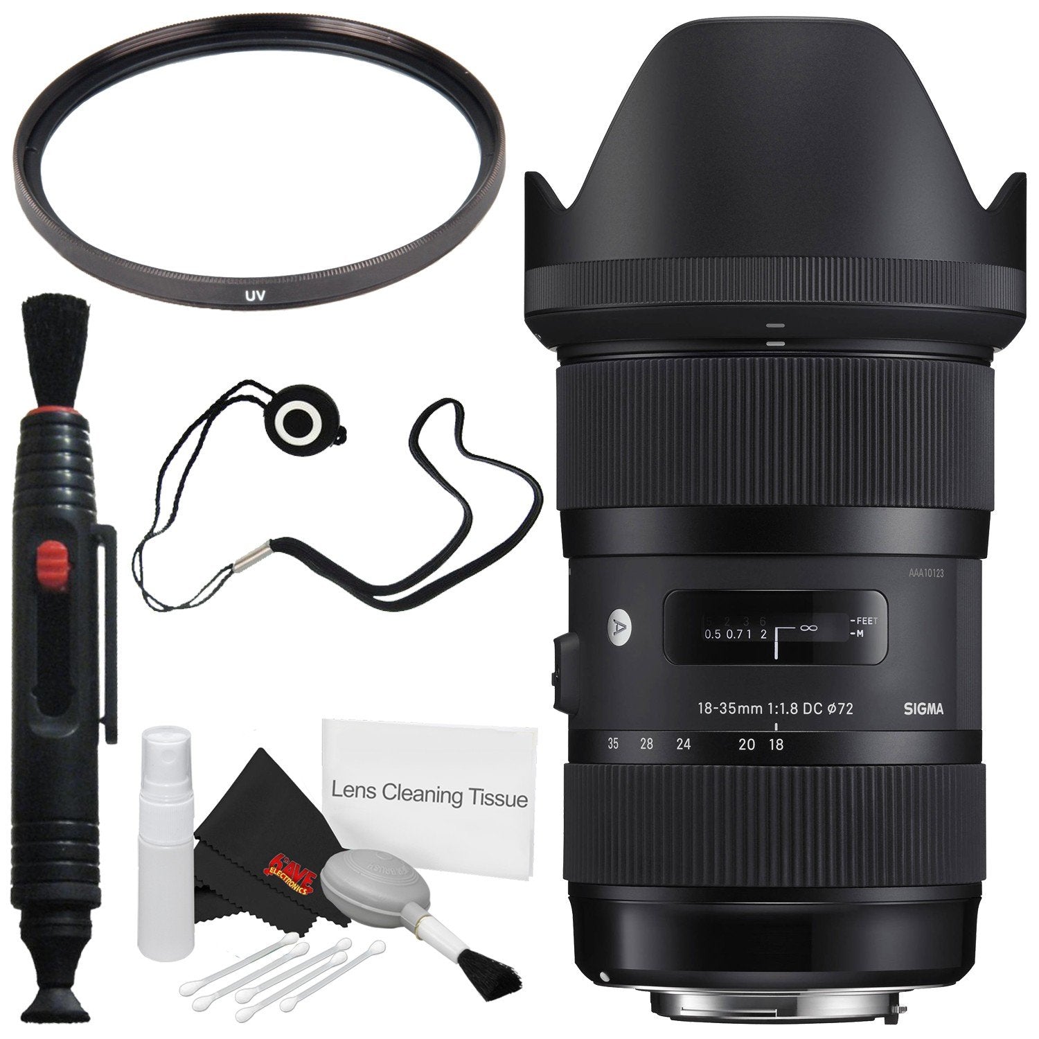 Sigma 18-35mm f/1.8 DC HSM Art Lens for Canon # 210-101 + 72mm UV Filter + Lens Pen Cleaner + Deluxe Cleaning Kit Bundle