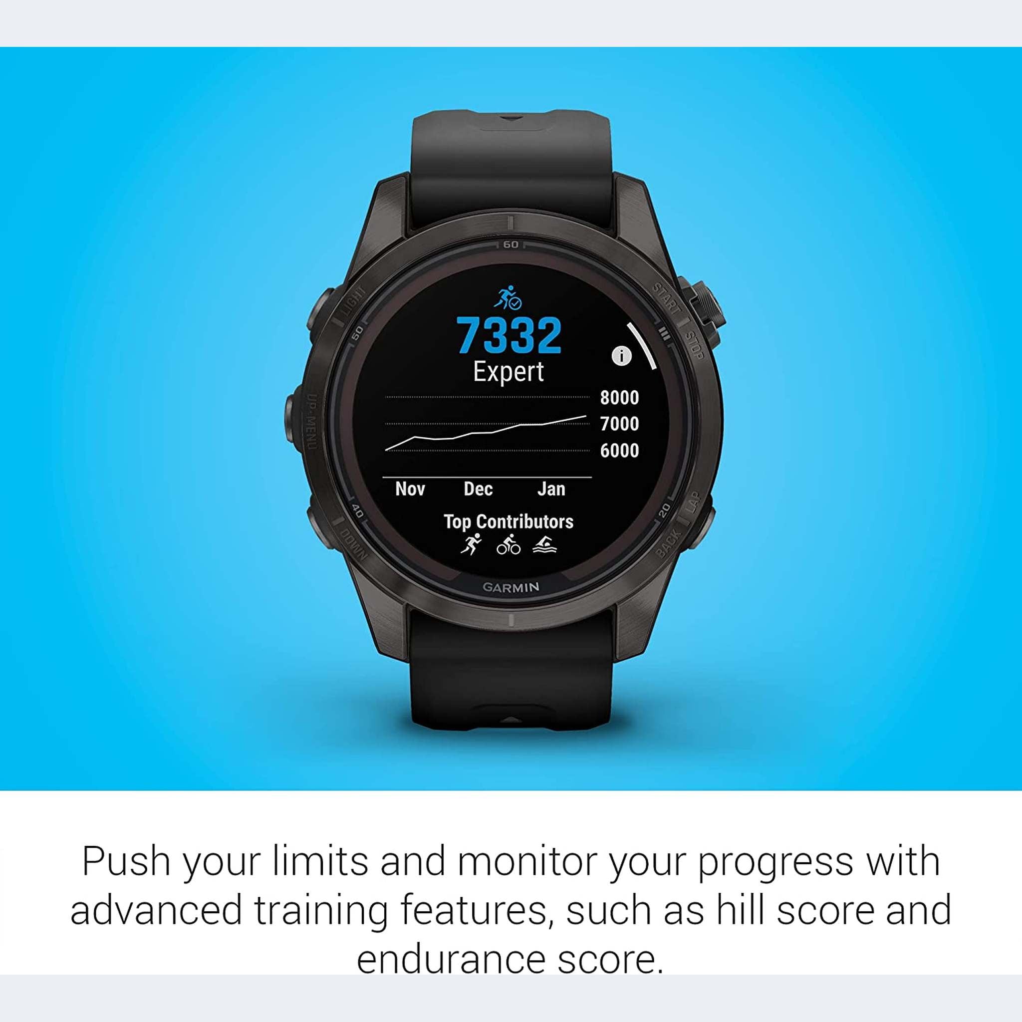 Garmin fenix 7S Pro Solar, Sapphire, Carbon Gray Titanium Black with Accessories