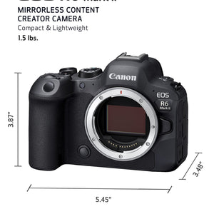 Canon EOS R6 Mark II Mirrorless Camera Body Only , Full-Frame Camera, 24.2 Megapixel CMOS Sensor, Photo and Video Capabilities, Black