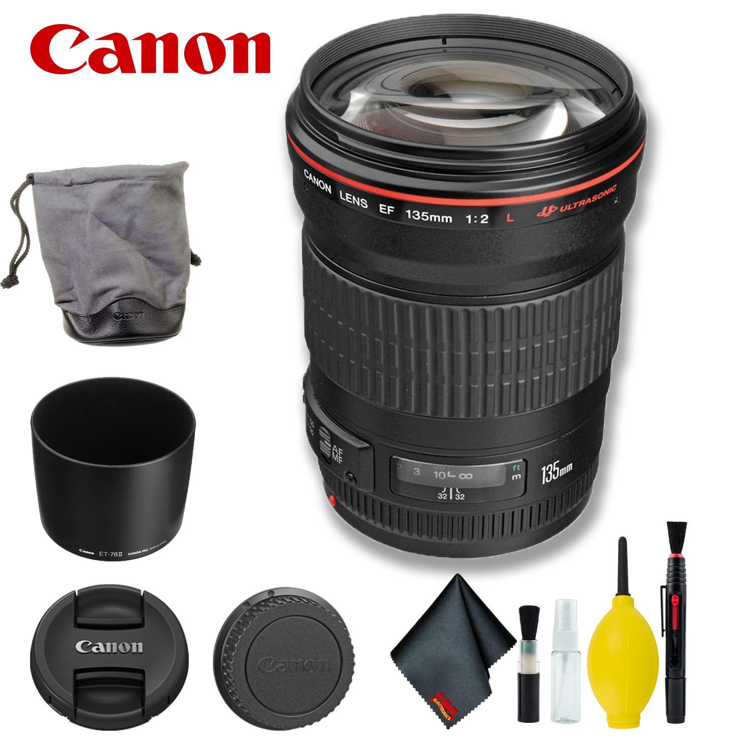 Canon EF 135mm f/2L USM Lens (International Model) Basic Bundle