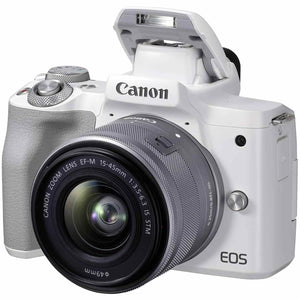 Canon EOS M50 Mark II + EF-M 15-45mm is STM Kit White International Model