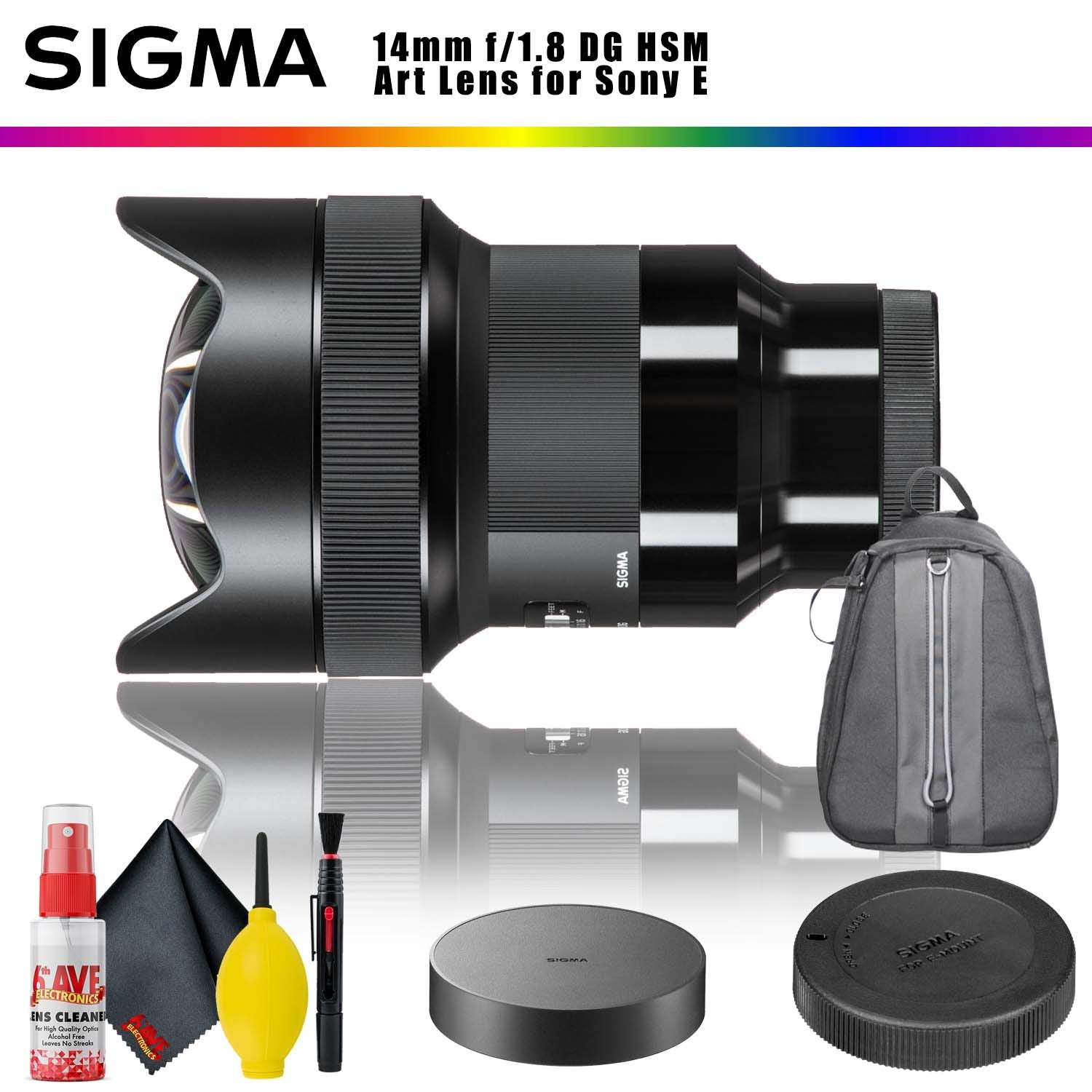 Sigma 14mm f/1.8 DG HSM Art Lens for Sony E + Backpack + Cleaning Kit