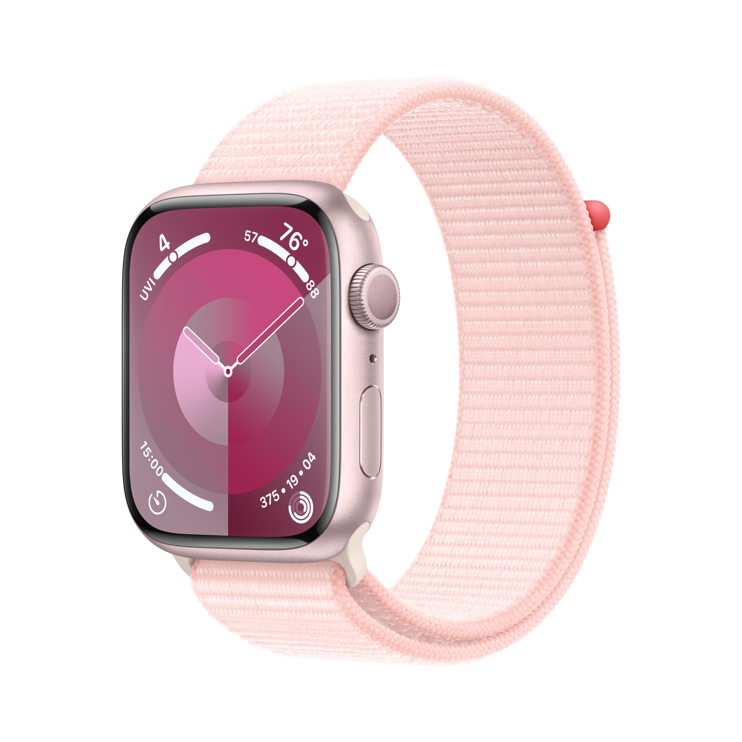 Apple Watch Series 9 [GPS 45mm] Smartwatch with Pink Aluminum Case with Pink Sport Loop. (Carbon Neutral)