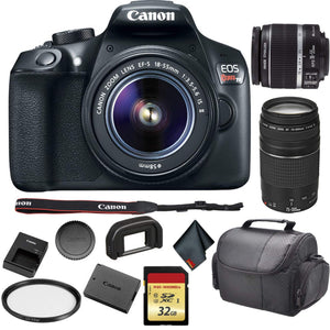 Canon EOS Rebel T6 DSLR Camera with 18-55mm Lens 1159C003 Bundle with Canon EF 75-300mm f/4-5.6 III Lens + 32GB Memory C - Used Canon