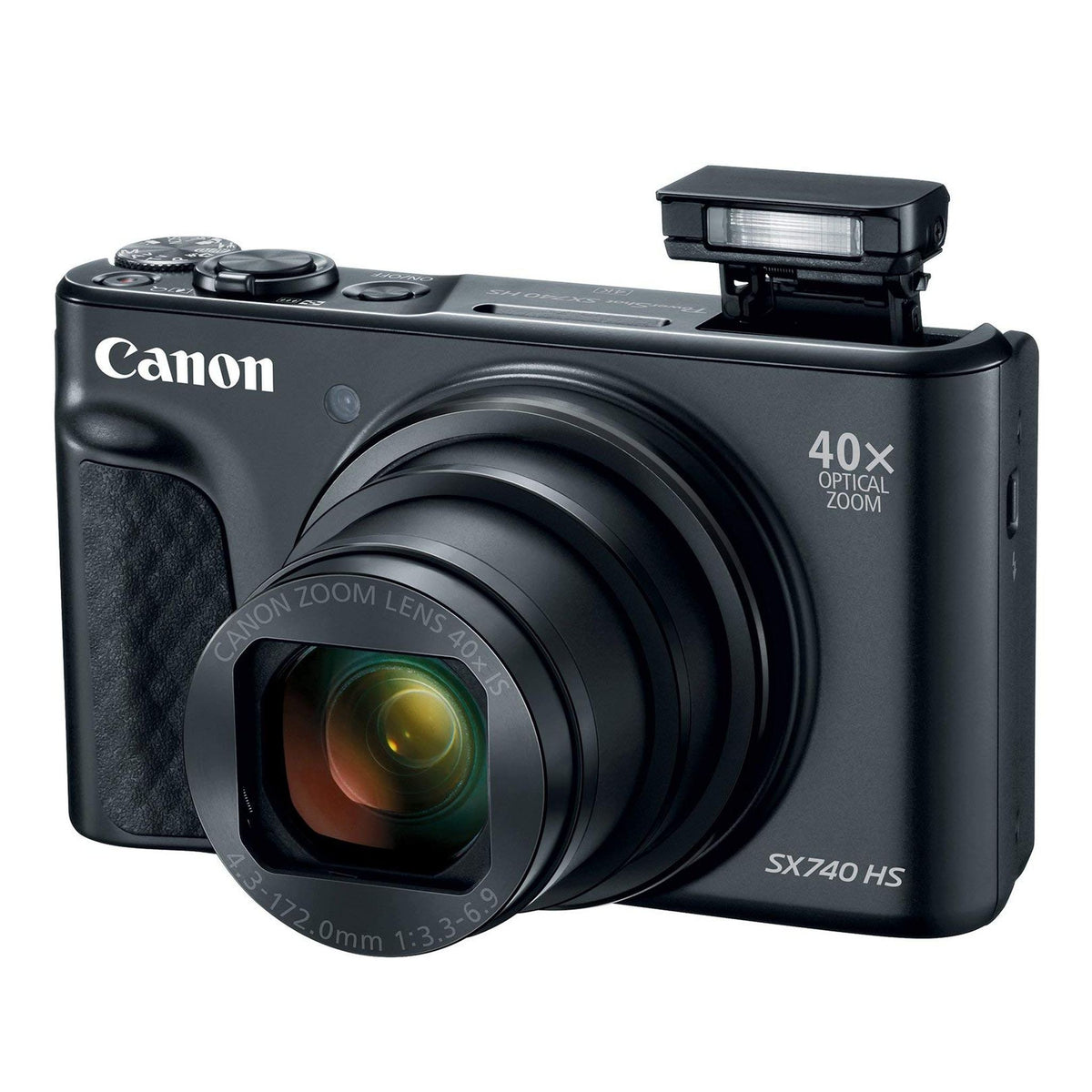 Canon PowerShot SX740 Digital Camera w/40x Optical Zoom & 3 Inch Tilt LCD - 4K VIdeo, Wi-Fi, NFC, Bluetooth Enabled Black - Reconditioned