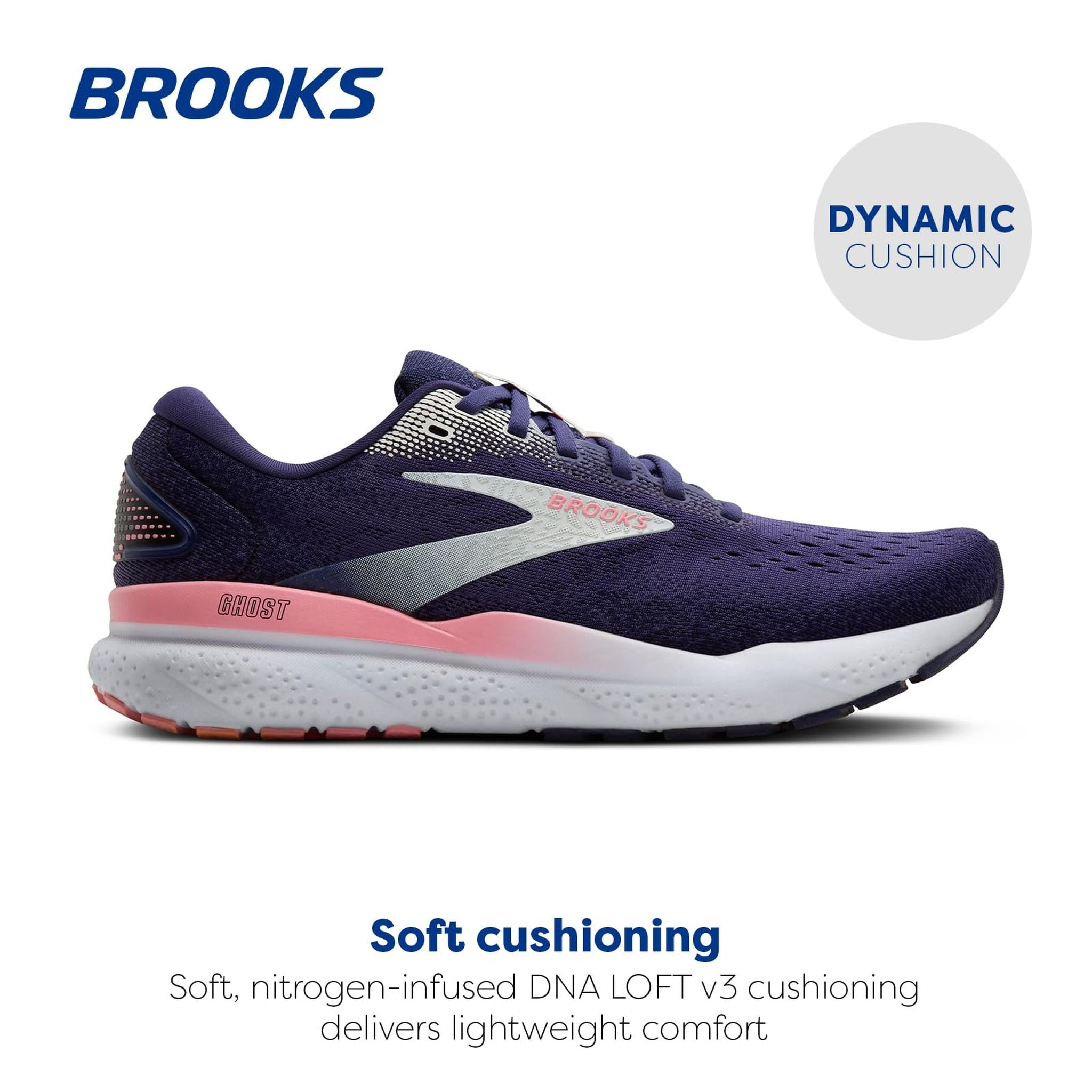 Brooks Women’s Ghost 16 Neutral Running Shoe - Blue Ribbon/Dianthus/Peacoat - 9.5 Medium