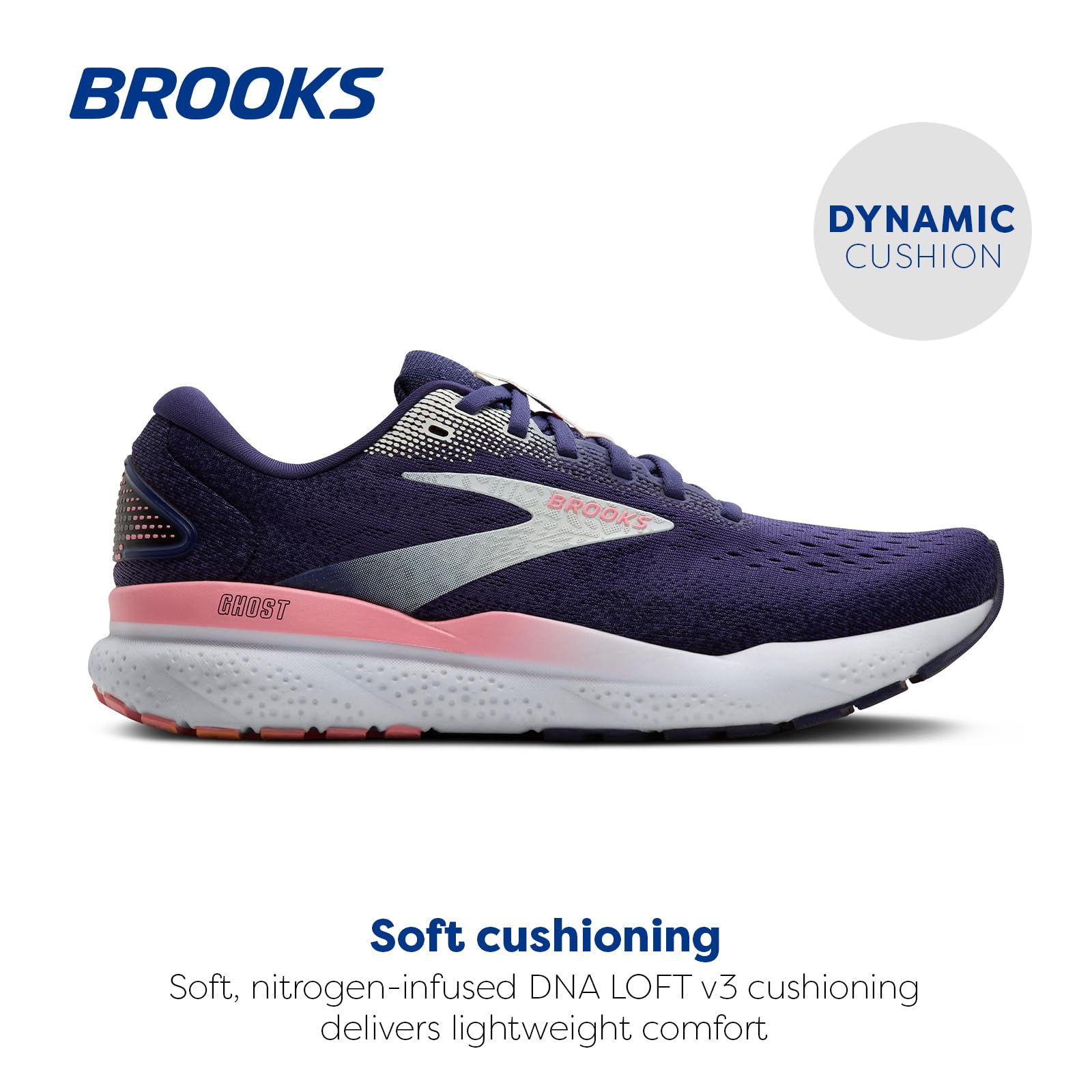 Brooks Women’s Ghost 16 Neutral Running Shoe - Blue Ribbon/Dianthus/Peacoat - 8.5 Medium