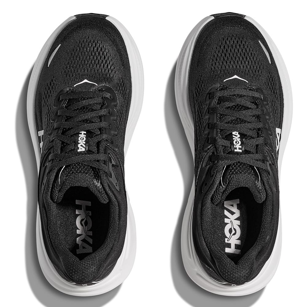Hoka Men's Bondi 9 Sneaker, Black/White, 7.5