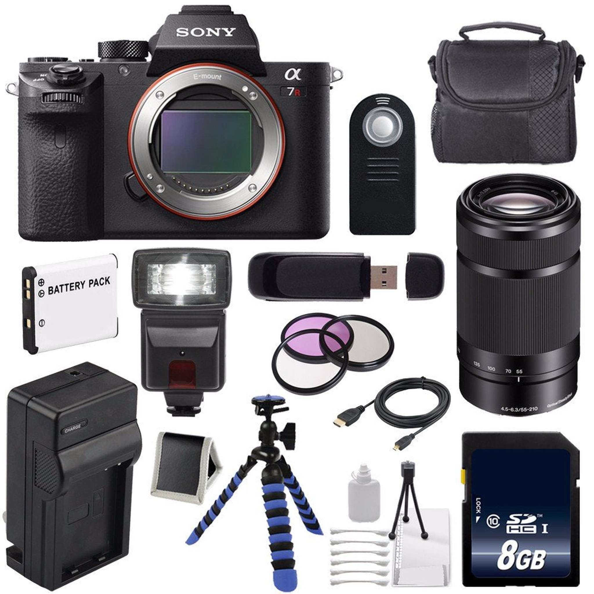 Sony Alpha a7R II Mirrorless Digital Camera International Model + Sony E 55-210mm f/4.5-6.3 OSS E-Mount Lens Black + Sony