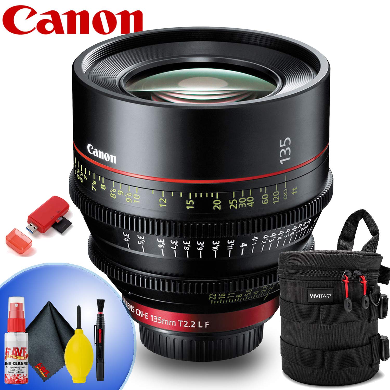 Canon CN-E 135mm T2.2 L F Cinema Prime Lens EF Mount Intl Model - Card Reader