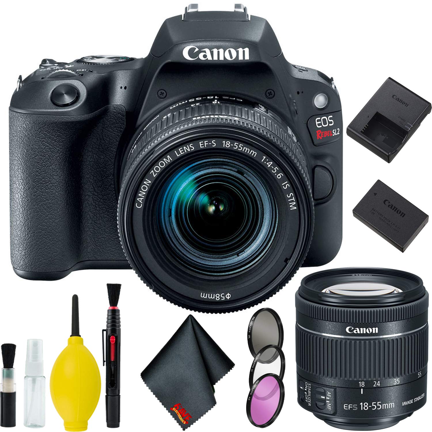 Canon EOS Rebel SL2 DSLR Camera with 18-55mm Lens (Black) w/UV Filter