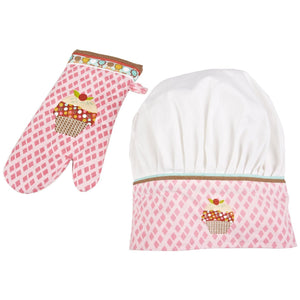 MUkitchen MiniMu Kids 3-Piece Cotton Chef Set with Apron, Hat and Mitt, Sweet Stuff
