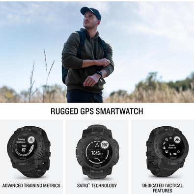 Garmin Instinct® 3 Tactical Edition, 50mm, Solar Charged Display, Rugged Outdoor GPS Smartwatch