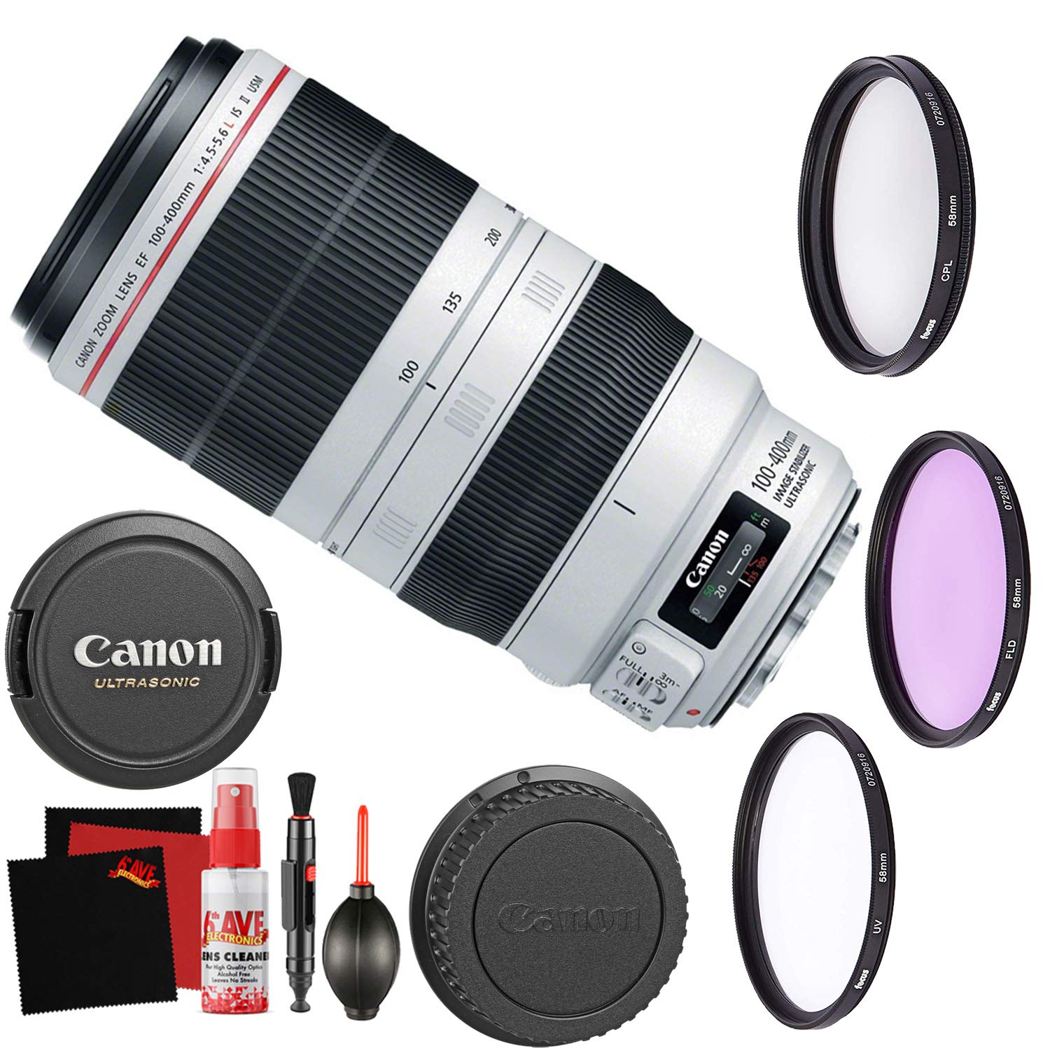 Canon EF 100-400mm f/4.5-5.6L is II USM Lens Accessory Bundle International Model
