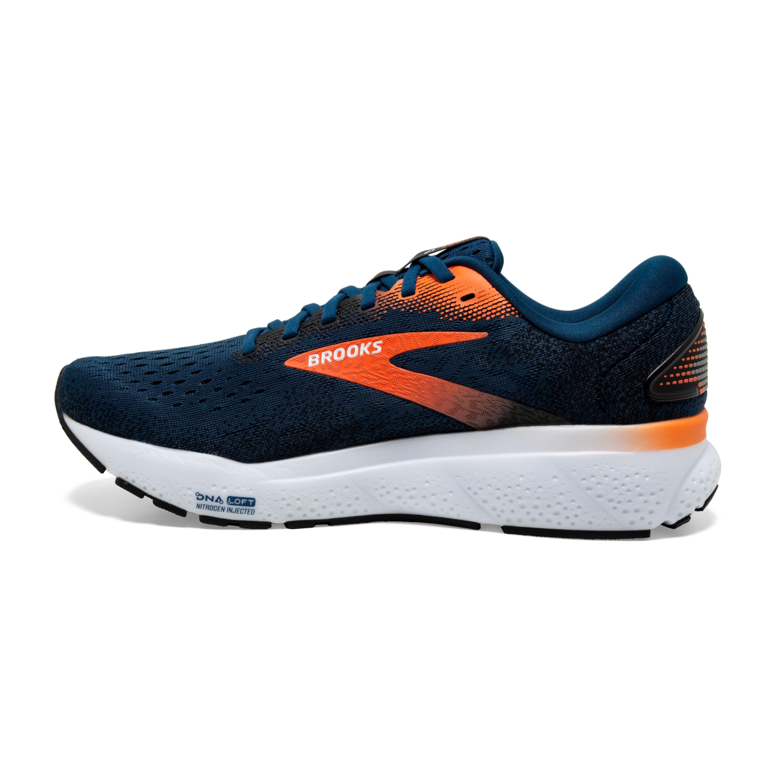 Brooks Men’s Ghost 16 Neutral Running Shoe - Blue Opal/Black/Nasturtium - 8 Medium