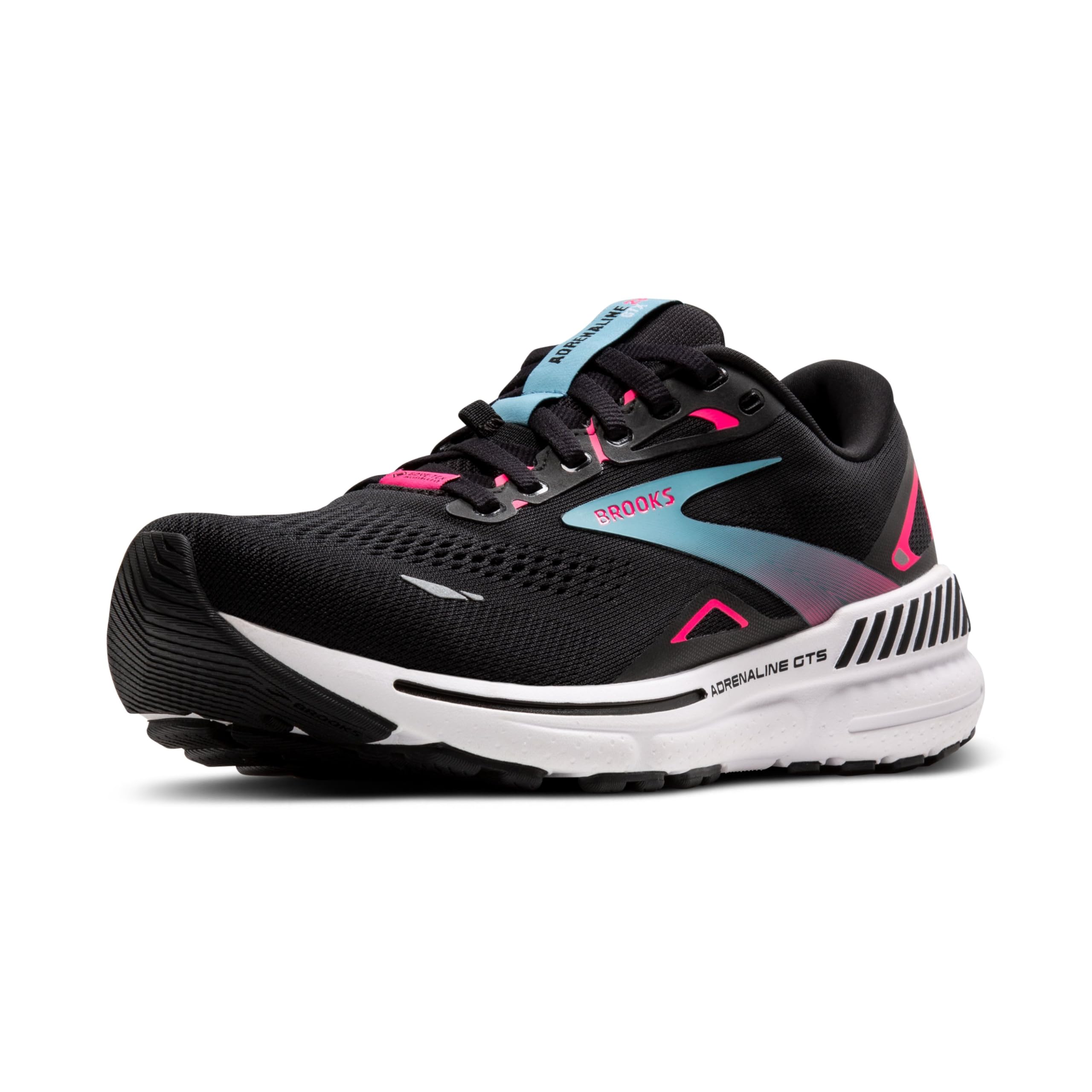 Brooks Women’s Adrenaline GTS 23 GTX Waterproof Supportive Running Shoe - Black/Knockout Pink/Aqua - 5.5 Medium