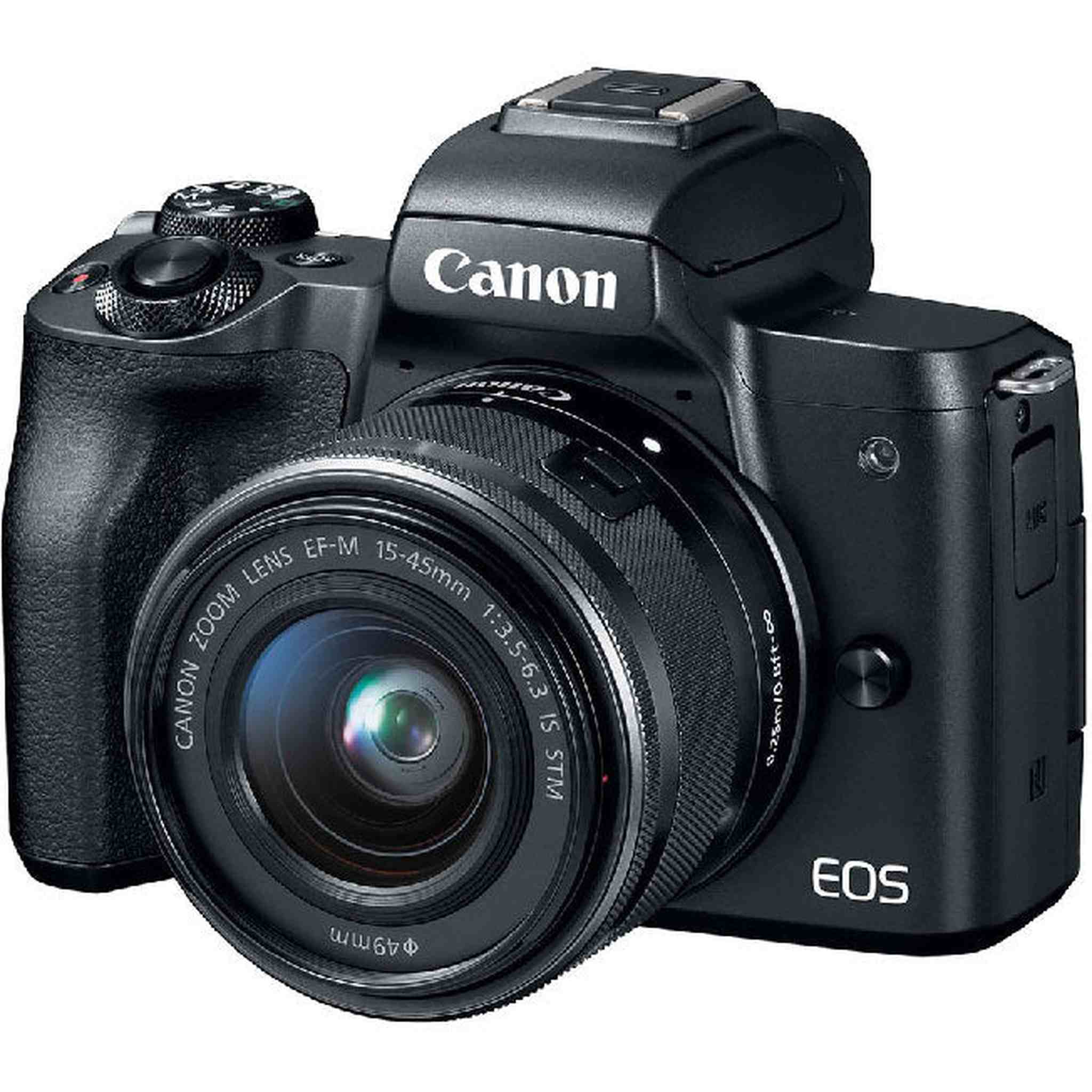 Canon EOS M50 Mirrorless Digital Camera with 15-45mm Lens + Flash + UV FLD CPL Filter Kit + Wide Angle & Telephoto Lens