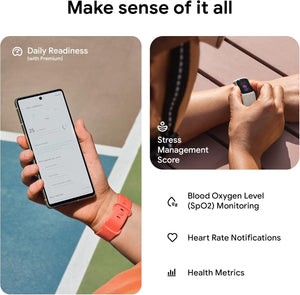 Fitbit Charge 6 Fitness Tracker with Heart Rate, GPS, Premium Membership, Health Tools, - Porcelain/Silver S & L Bands Included - Used