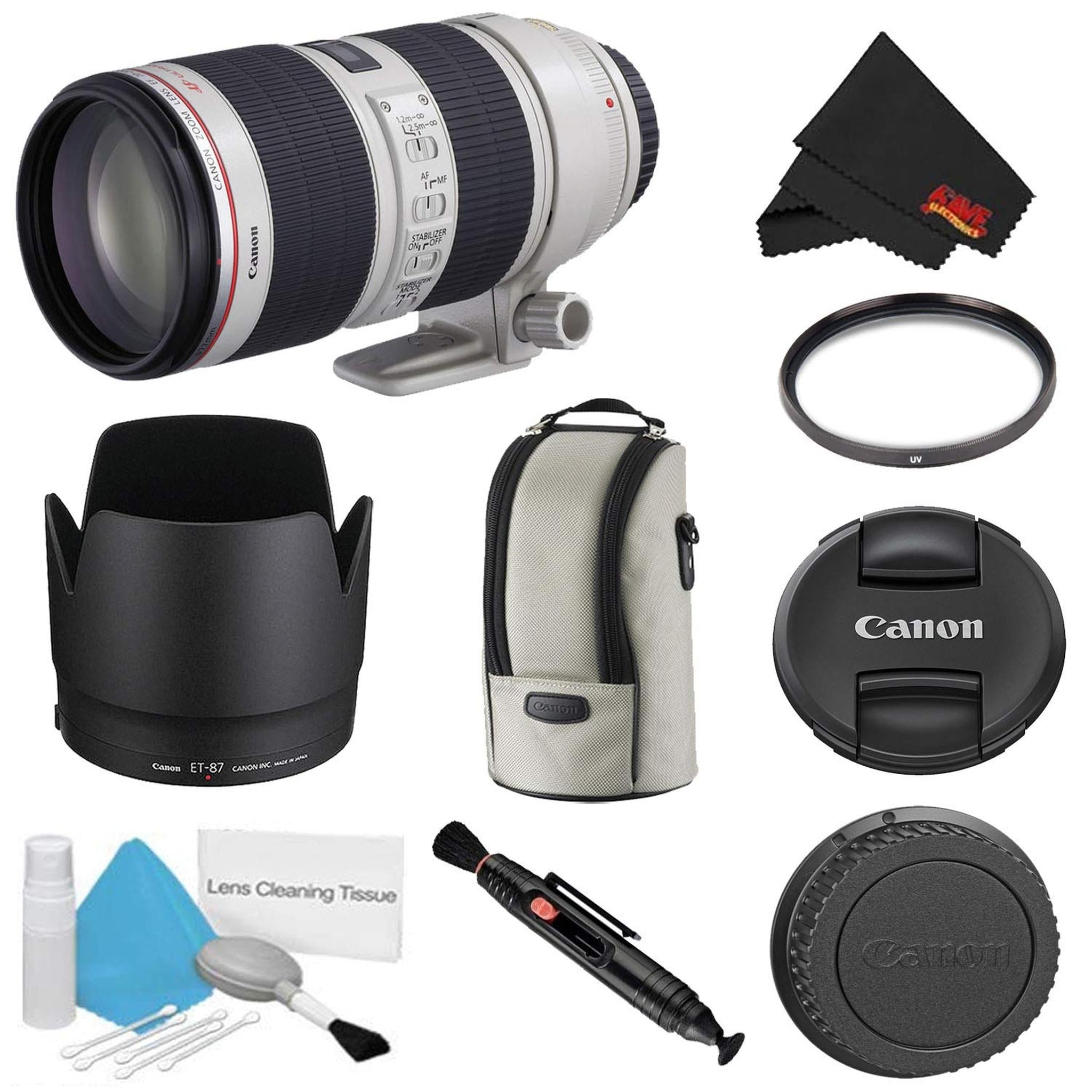 Canon EF 70-200mm f/2.8L is II USM Lens Bundle w/UV Filter International Model Canon
