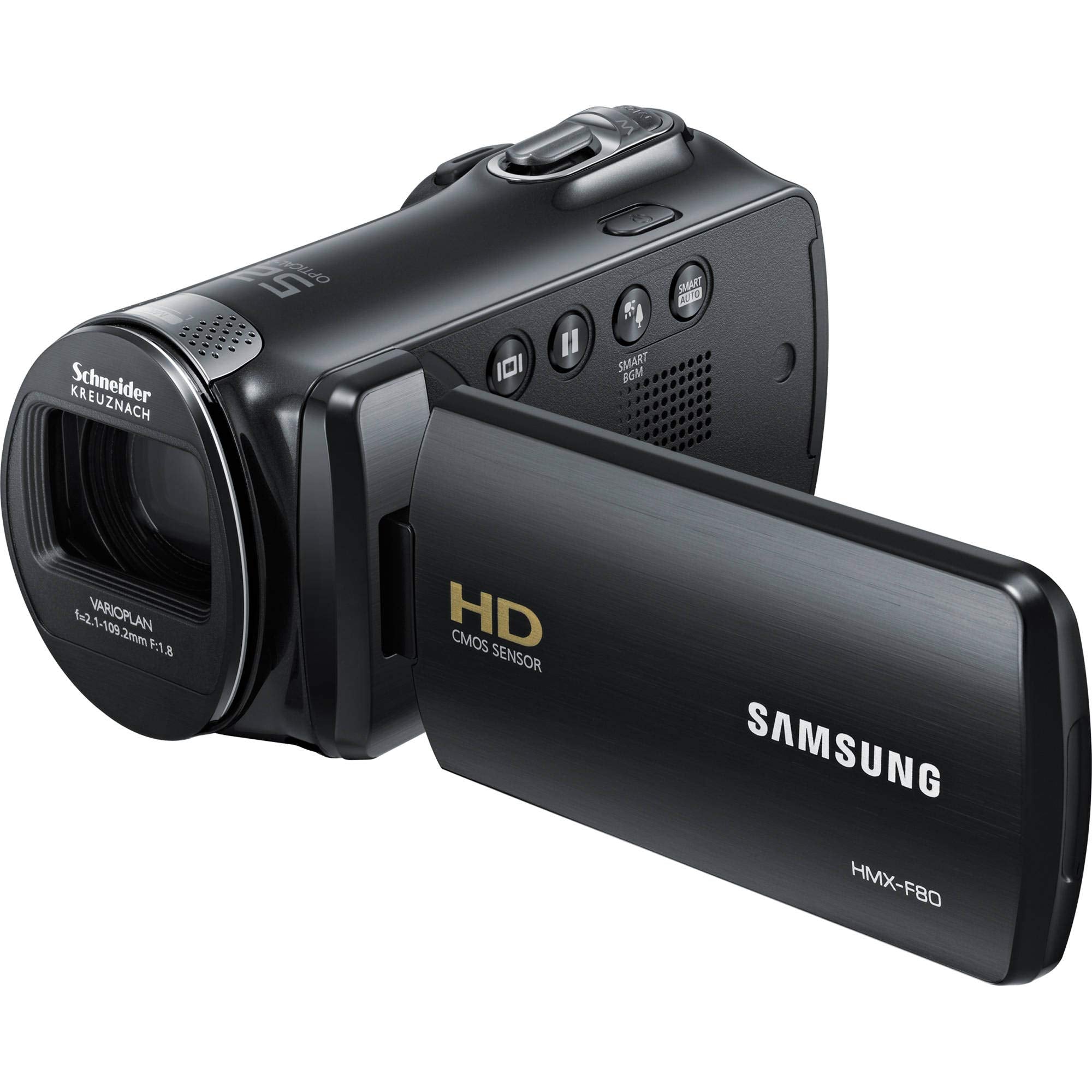 Samsung HMX-F90 Black Camcorder + 8GB mSDXC C10 Memory Card + Rode Microphone + Hands-Free Shoulder Mount Stabilizer + Stabilizing Handle/Video Grip