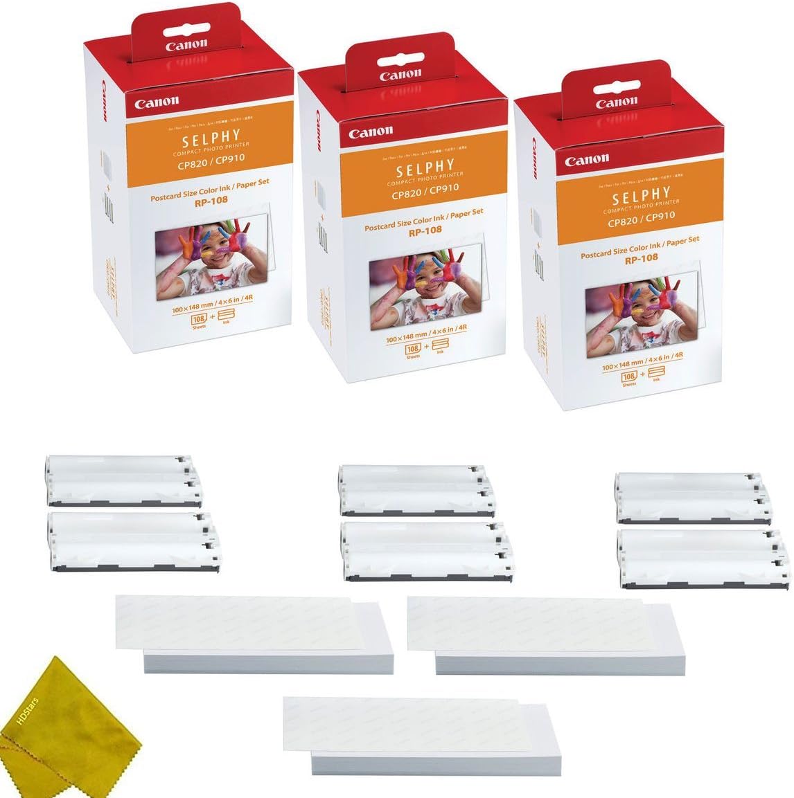 Canon RP-108 High Capacity Color Ink and 324 Sheets For SELPHY Printer 3-Pack HDStars