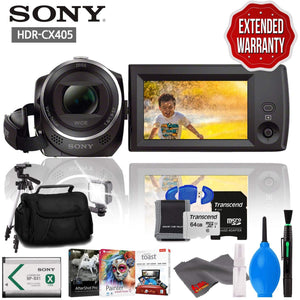Sony HDR-CX405 HD Handycam with Memory Card Kit, Carrying Case, Tripod, LED Light, Editing Software, Cleaning Kit and Extended Warranty