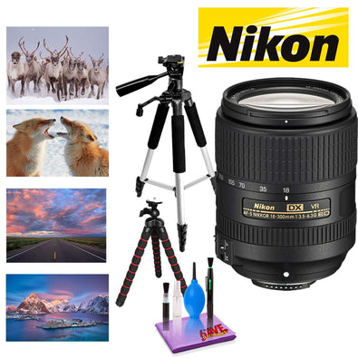 Nikon AF-S DX VR Nikkor 18-300MM Lens with Tripod Kit Professional Bundle