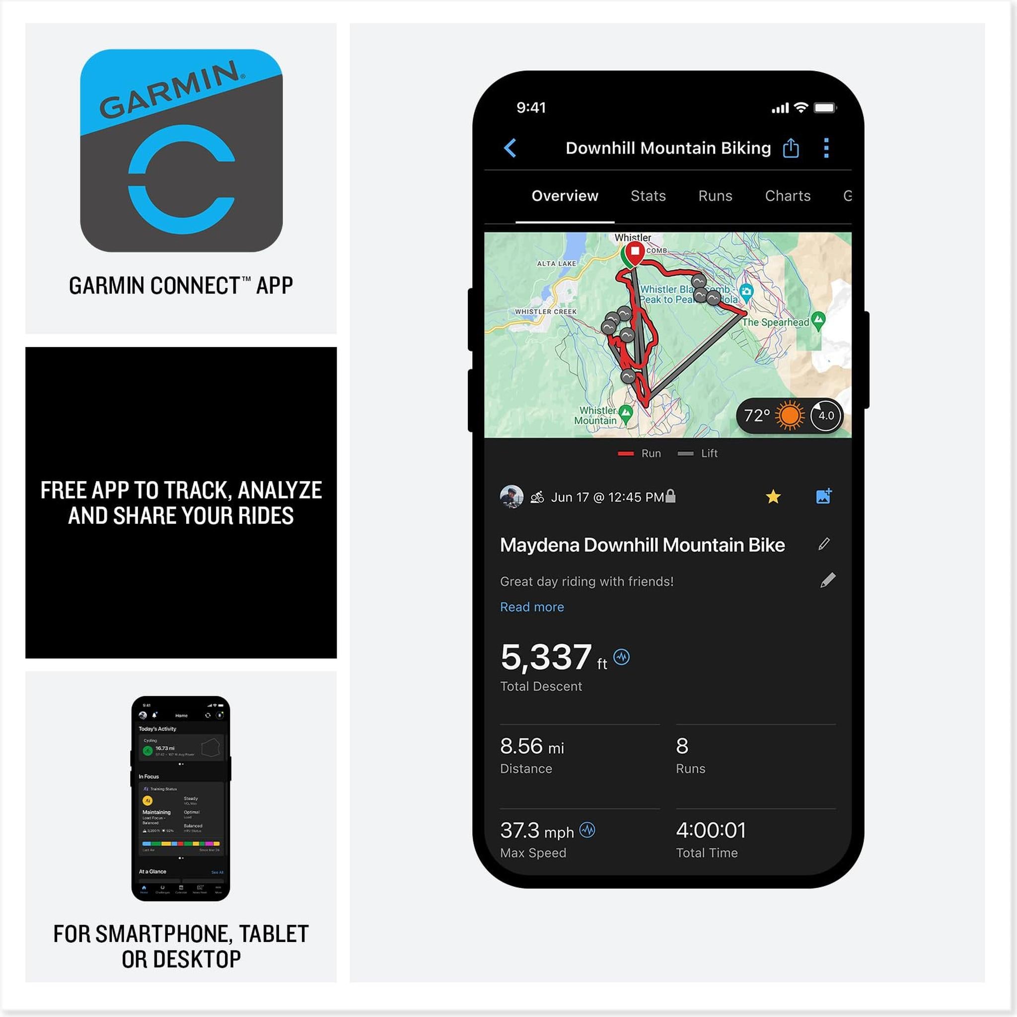 Garmin® Edge® MTB, Rugged GPS Bike Computer with Preloaded, Full-Color Trail Maps and Advanced Performance-Tracking for Mountain Bikers Garmin