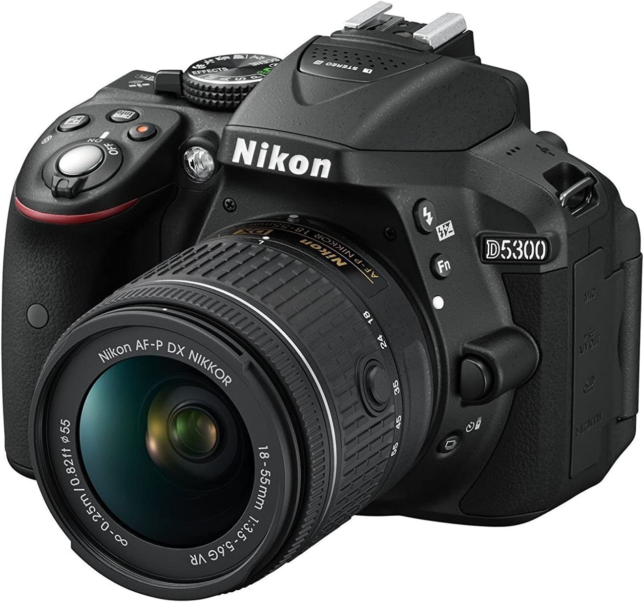 Nikon D5300 Digital Camera with 18-55mm Lens Black, 1519 + 64GB SD Card Intl