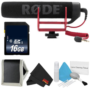 Rode VideoMic GO VIDEOMIC-GO + 16GB Memory Card + Deluxe Cleaning Kit + MicroFiber Cloth- Bundle Rode