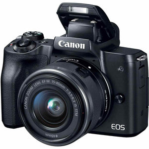 Canon EOS M50 Mirrorless Digital Camera with 15-45mm Lens Black International Model with Extra Accessory Bundle