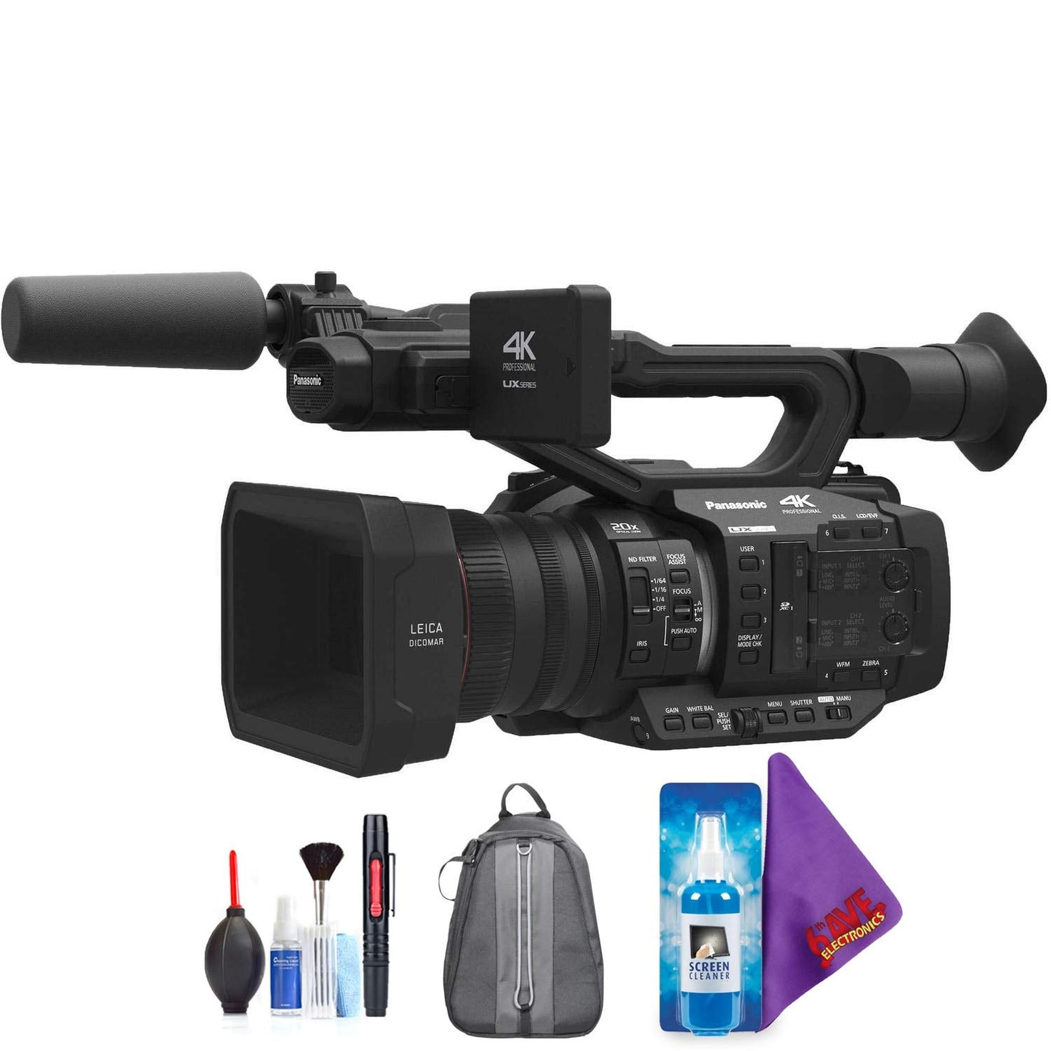 Panasonic AG-UX180 4K Premium Professional Camcorder + Pro Accessories Bundle Certified Refurbished - Reconditioned Panasonic