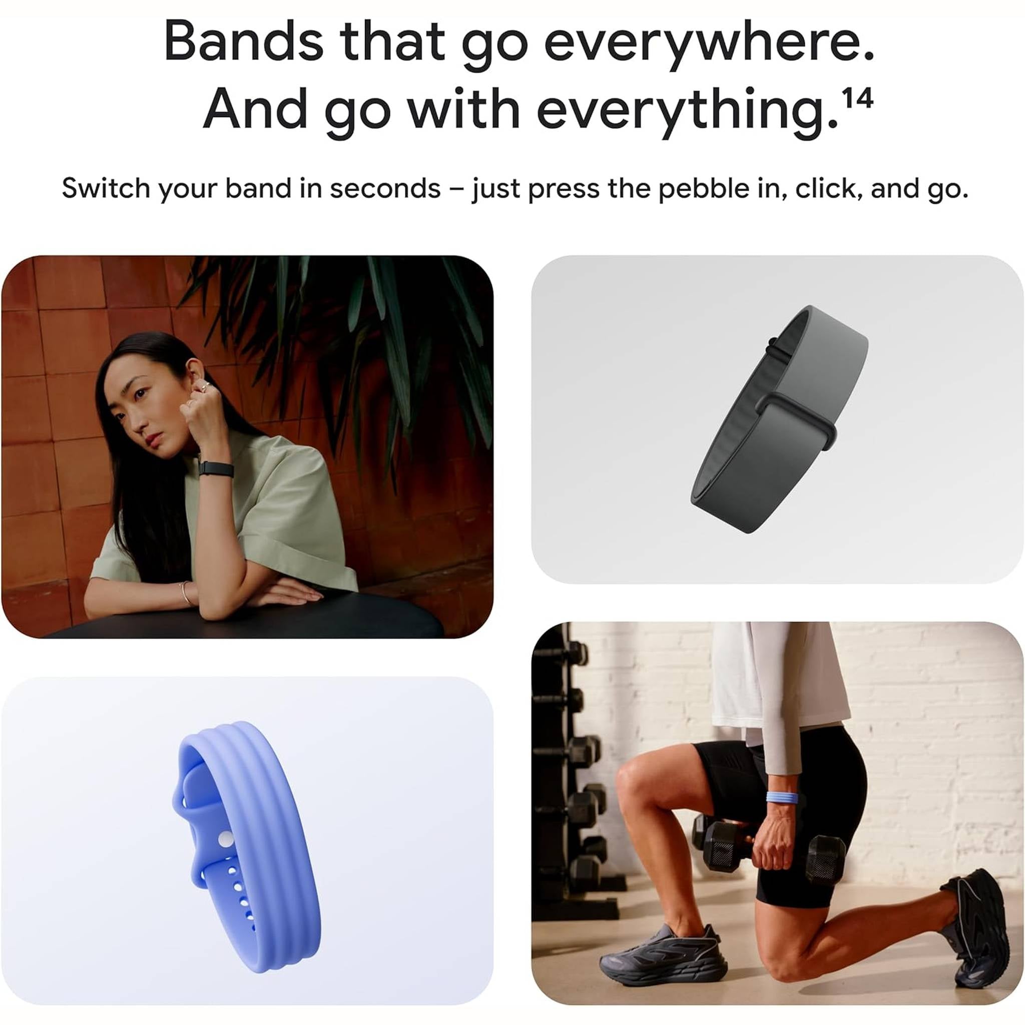 Google Fitbit Air - Screenless Activity Tracker with Fitness, Heart Rate, and Sleep Tracking - Personalized AI-Powered Coaching - Up to 7 Days’ Battery Life - Works with iOS and Android - Obsidian