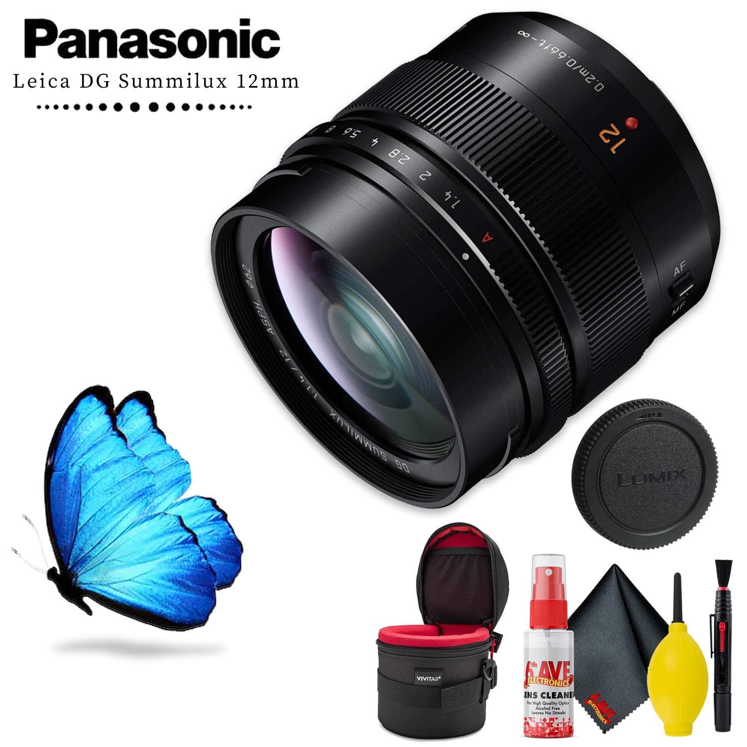 Panasonic Leica DG Summilux 12mm f/1.4 ASPH. Lens with Lens Case and Cleaning Kit