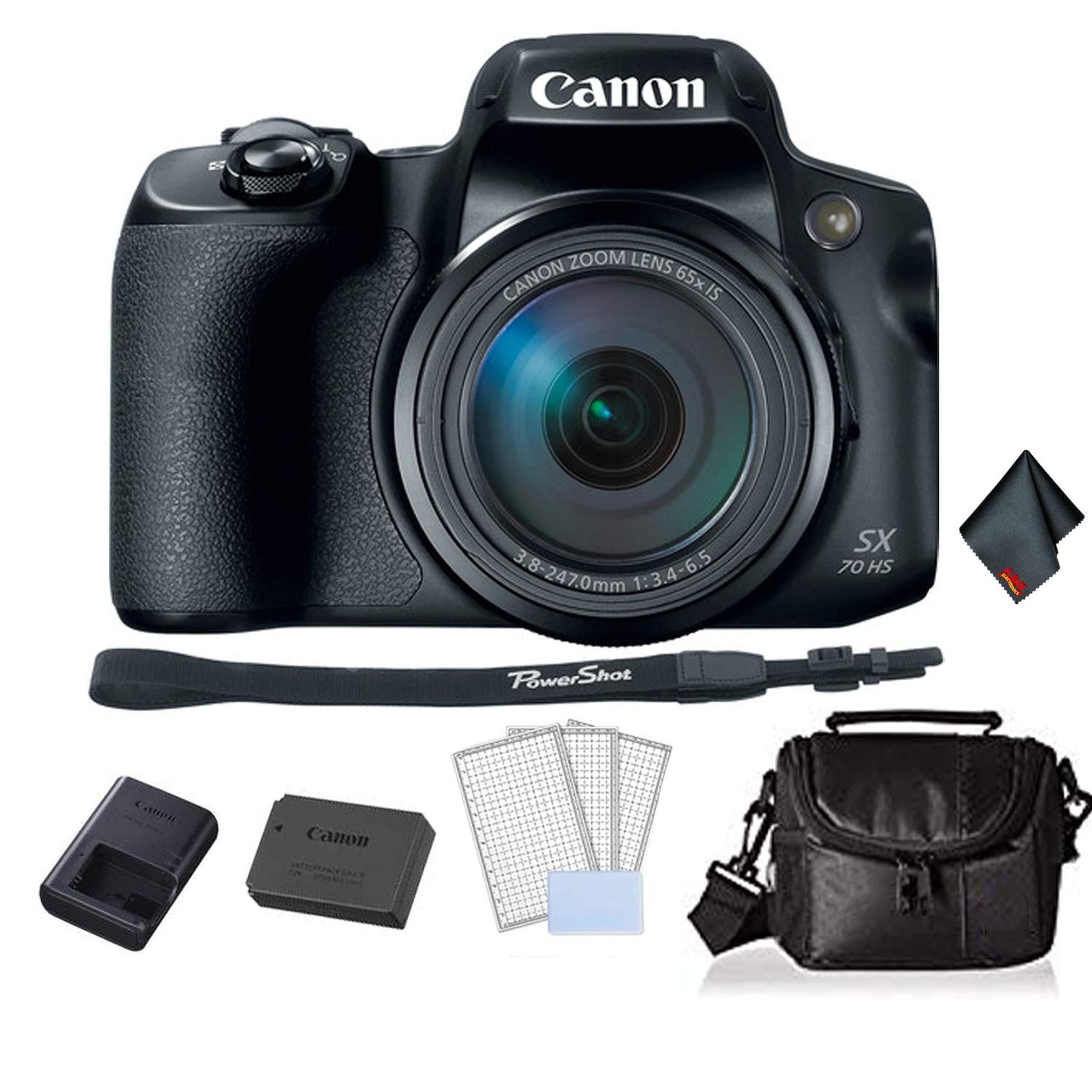 Canon PowerShot SX70 HS Digital Camera Bundle with Carrying Case + LCD Screen Protectors and More -International Version - Used Canon