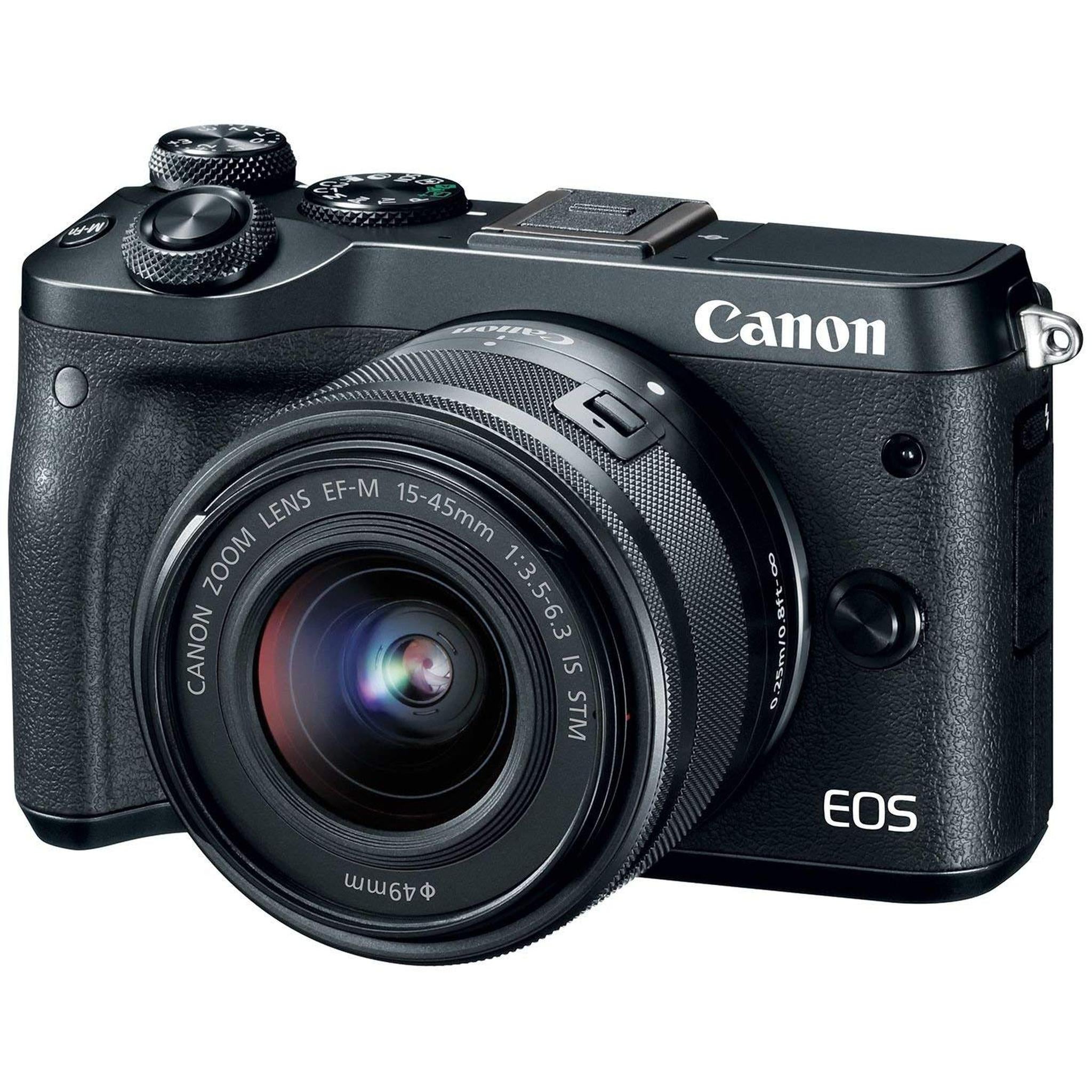Canon EOS M6 Black EF-M 15-45mm f/3.5-6.3 is STM Lens Kit Renewed - Reconditioned Canon