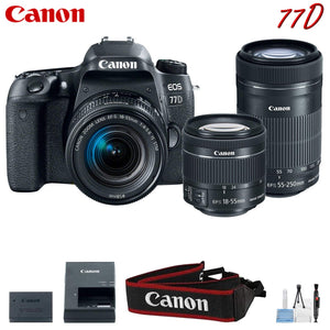 Canon EOS 77D Digital SLR Camera with 18-55mm & 55-250mm Lenses Kit International Model