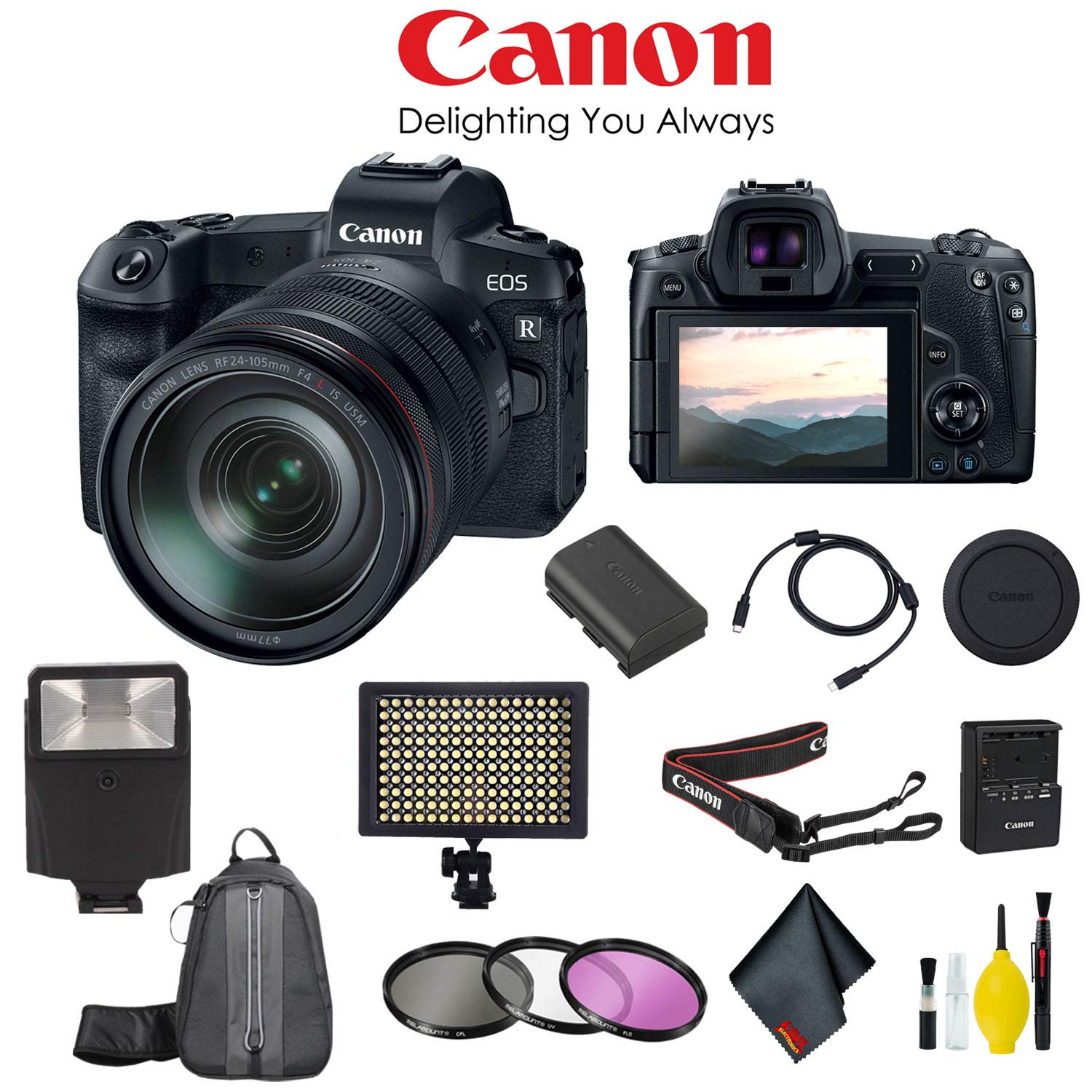 Canon EOS R Mirrorless Digital Camera with RF 24-105 F4 L is USM Lens and Mount Adapter EF-EOS R Kit, International - Da
