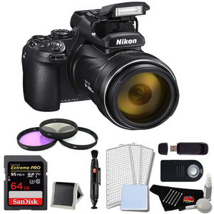 Nikon Coolpix P1000 Digital Camera Basic Bundle w/ 64GB Memory Card and Filter Kit International Model