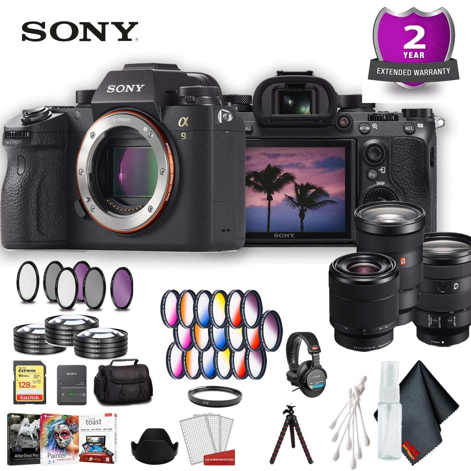 Sony Alpha a9 Mirrorless Digital Camera (Body Only) (International Model) Ultimate Accessory Bundle w/ 3 Lens