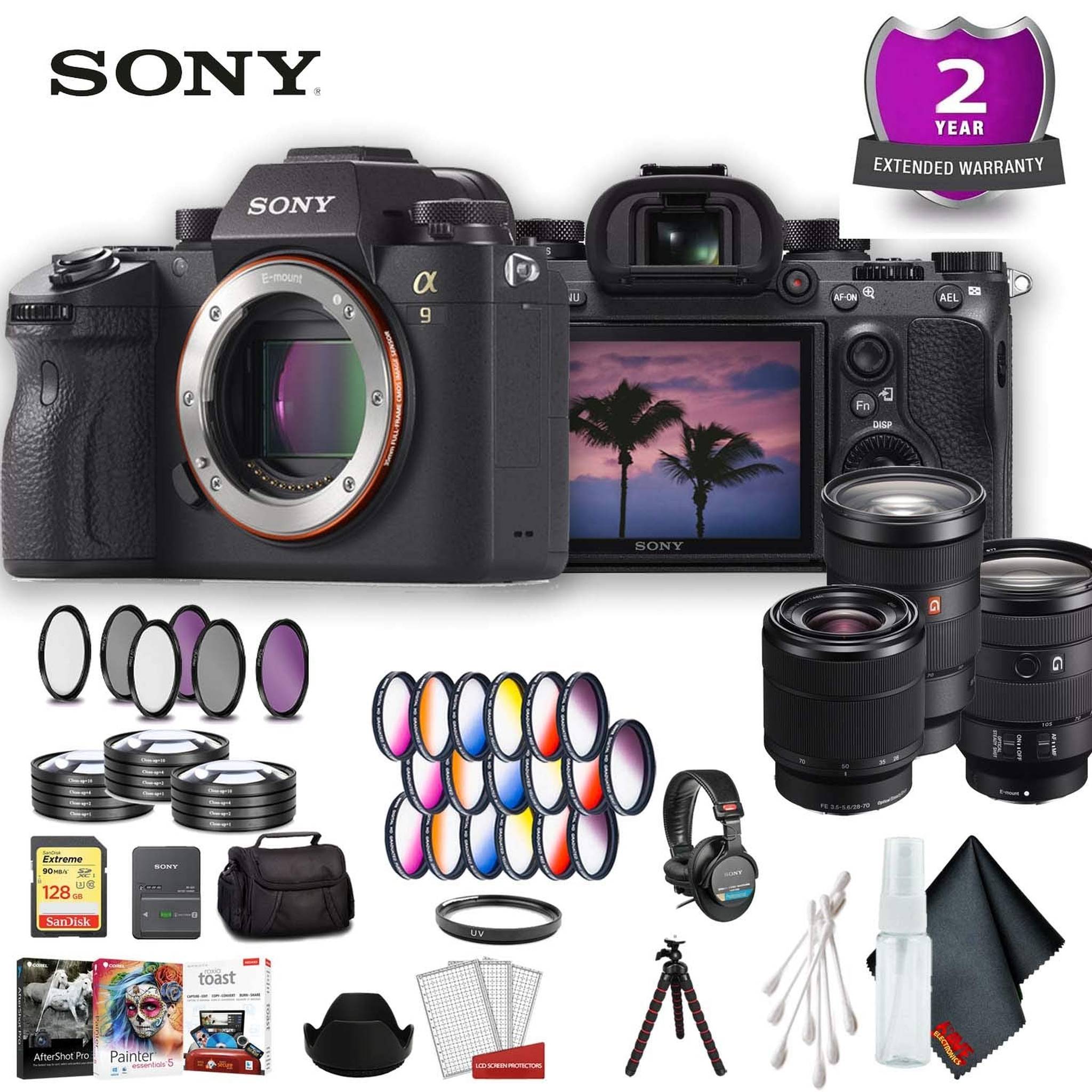 Sony Alpha a9 Mirrorless Digital Camera Body Only International Model Ultimate Accessory Bundle w/ 3 Lens Sony