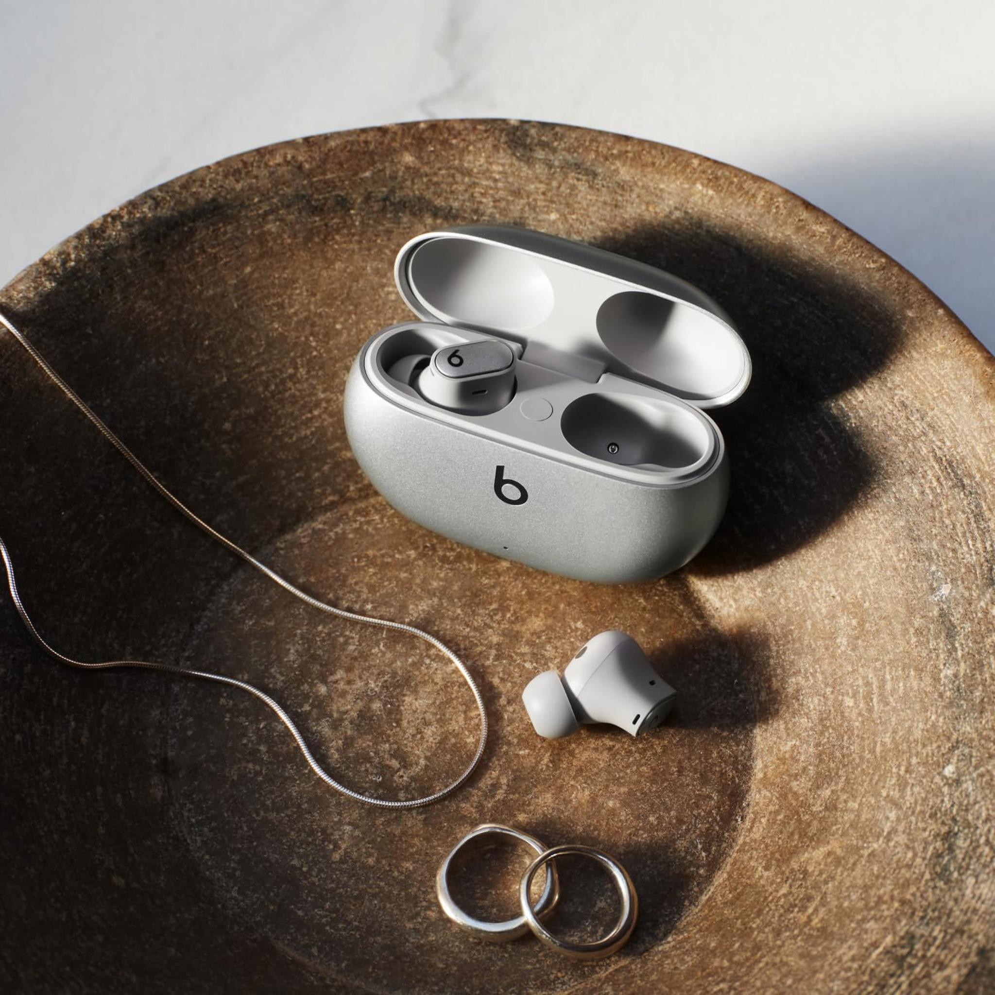 Beats Studio Buds + | True Wireless Noise Cancelling Earbuds, Enhanced Apple & Android Compatibility, Built-in Microphone, Sweat Resistant Bluetooth Headphones, Spatial Audio - Cosmic Silver Beats