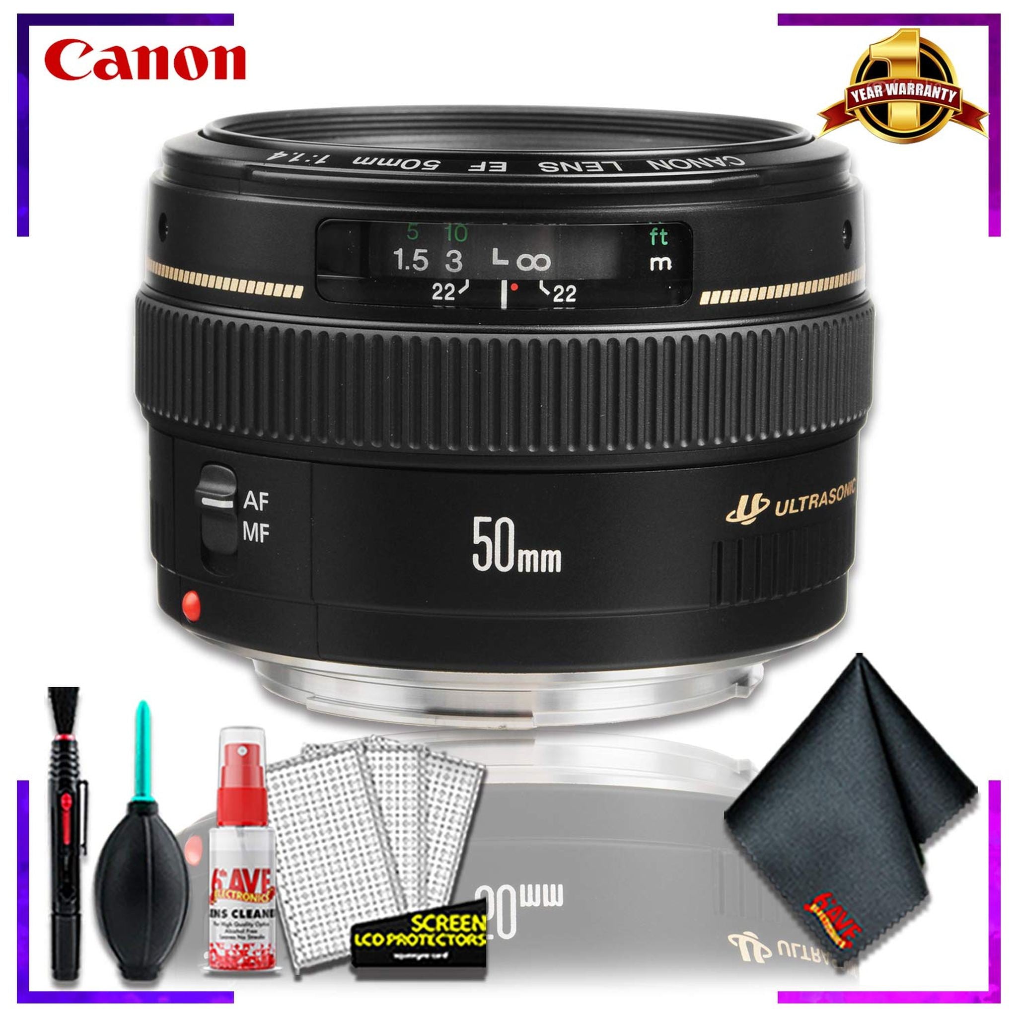 Canon EF 50 1.4 USM 58MM Lens International Model + Cleaning Kit - Used Canon