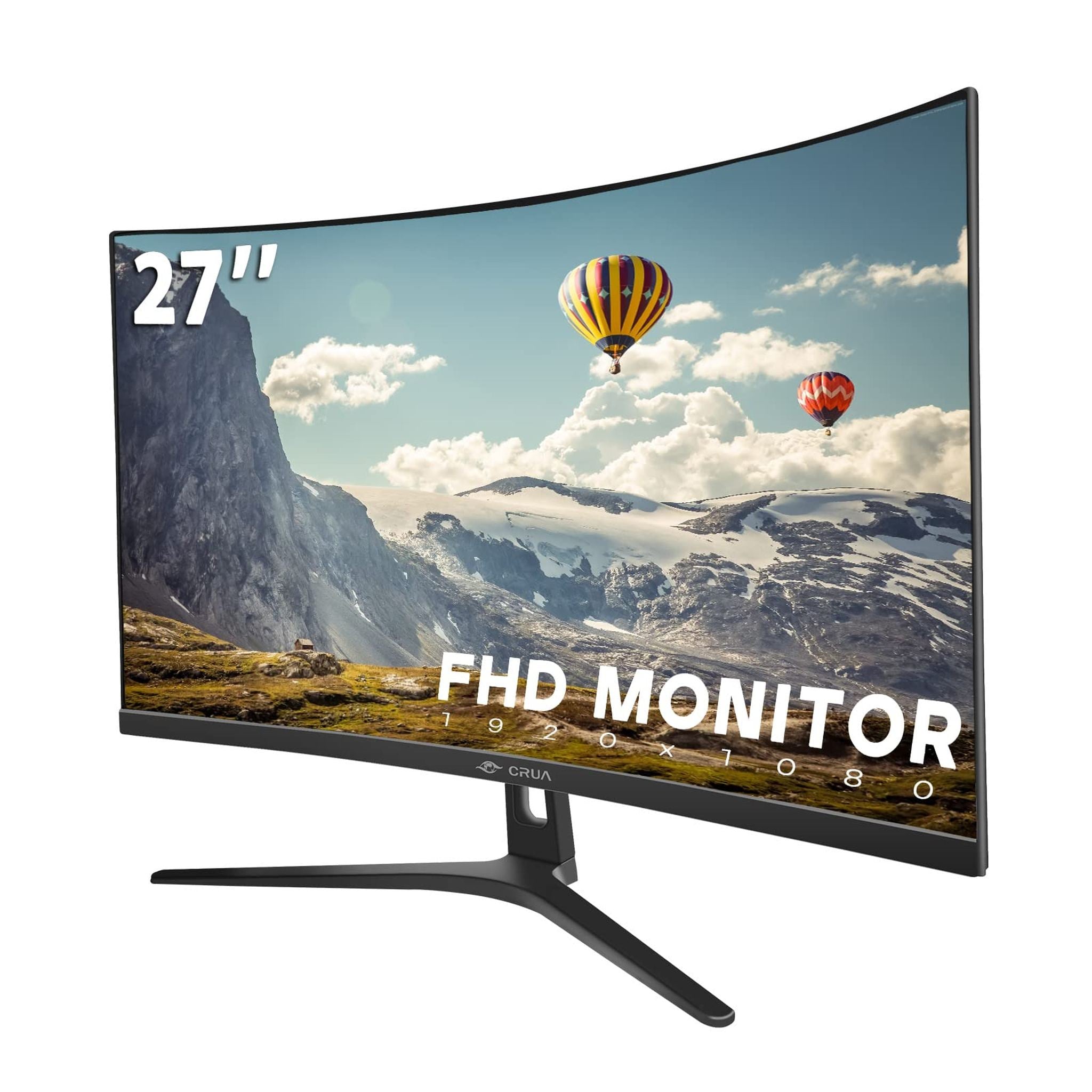 CRUA 27" Curved Monitor, FHD 1920x1080P VA Panel 100HZ 120% sRGB Professional Computer Monitor, Narrow Bezels on Three Sides, Blue Light Filter, Office and Dormitory HDMI, VGA -Black CRUA