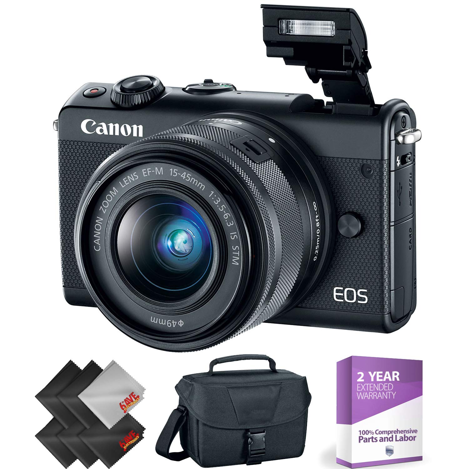 Canon EOS M100 Mirrorless Digital Camera with 15-45mm Lens Black + 1 Year Warranty