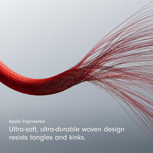 Beats USB-C to USB-C Woven Cable Fast Charging Durable/Tangle-Free Compatible Charger for Apple & Android Devices 1.5 m, 5 ft - Rapid Red