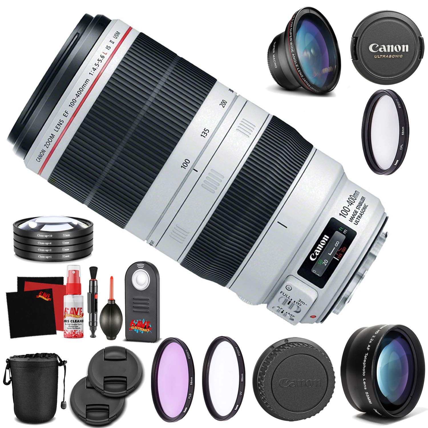 Canon EF 100-400mm f/4.5-5.6L is II USM Lens Professional Kit International Model Bundle