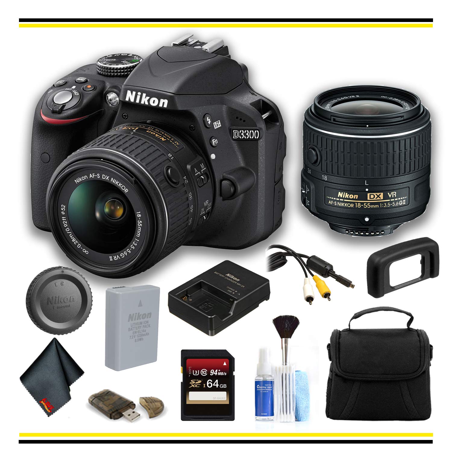 Nikon D3300 DSLR Camera with 18-55mm Lens (1532) Starter Bundle