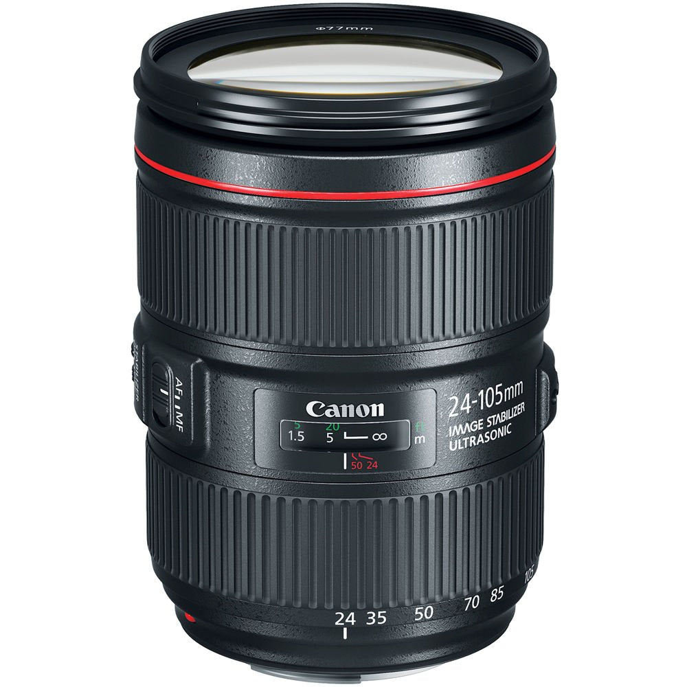 6Ave Canon EF 24-105mm f/4L IS II USM Lens 1380C002 (White Box) + 77mm UV Filter + MicroFiber Cloth + Lens Cap Keeper Bundle