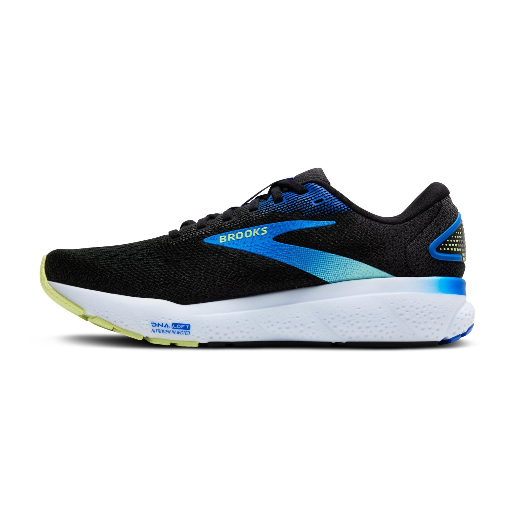Brooks Men’s Ghost 16 Neutral Running Shoe - Black/Cobalt/Neo Yellow - 11.5 Medium